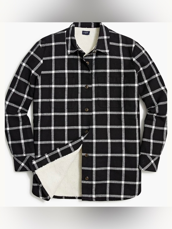 J. Crew Factory Jackets & Blazers - J.Crew Factory Sherpa-Lined Shirt Jacket Black & White Size PL